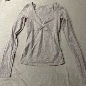 Brandy Melville Light Gray V-Neck Blouse